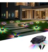 WELPUR 1 Pack Solar Ground Lights Outdoor Waterproof Solar Garden Lights 3 Modes Landscape Lighti...