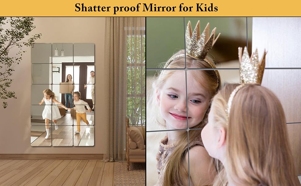 VXKZF Unbreakable Wall Mirror Full Length Mirror Tiles