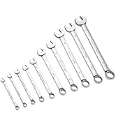 MAXPOWER 10PCS 8-27mm Combination Wrench Set, Professional Open and Box End Spanners with Mirror ...