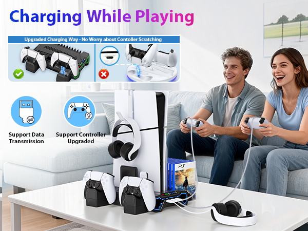 playstion 5 cooling stand with cooling fan and controller docking station