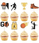 Hooqict 40Pcs Basketball Cupcake Toppers Basketball Birthday Party Cupcake Topper Cake Decoration...