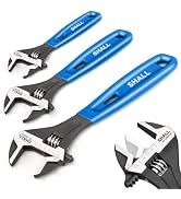 SHALL 3-Piece Adjustable Wrench Set, 10/8/6 Inch Cr-V Steel Wrench with Cushion Grip, Wide Jaw Bl...