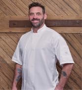 Mercer Culinary Millennia Air Short Sleeve Men's Cook Jack with Full Mesh Back, Large, Black