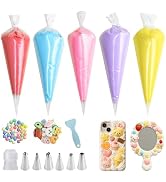 5 Colors Decoden Cream Kit, Fake Whipped Cream Glue Clay, Decoden Phone Case Kit, Suitable for DI...