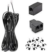 Long Telephone Extension Cord 50FT, Black, Phone Cable Line Wire with Standard RJ11 Plug, 1 Phone...