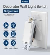 Amico 30 Pack Single Pole Light Switch with Wall Plate, UL Listed, 15A 120/277V, On/Off Rocker Pa...