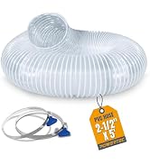 POWERTEC 2-1/2" x 5' PVC Dust Collection Hose with 2pcs Stainless Steel Key Hose Clamps for Table...