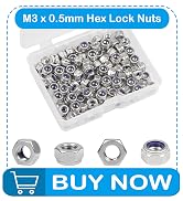 Yinpecly 150PCS M3 Locknuts M3x0.5mm Nylon Insert Hex Lock Nuts 304 Stainless Steel Metric Self-L...