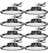 CHENGCHILIT LED High Bay Light 8 Pack, 100W 14000LM UFO Lights with US Plug 6.56ft 7000K Extremel...