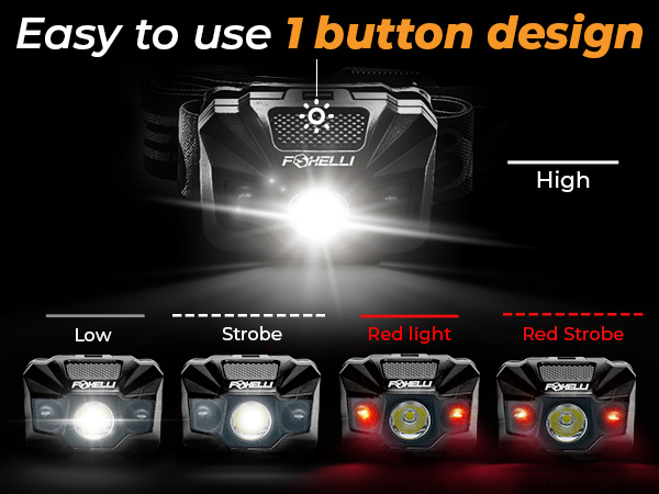 Easy to use 1 button design and 5 light modes