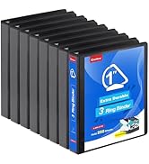 COMIX Heavy Duty Slant-D Ring View Binder, 1 inch 3 Ring Binders, Hold 225 Sheets of 8.5" x 11" P...