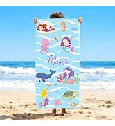 MRYAWXBK Personalized Beach Towels for Kids, Custom Beach Towels with Name, Ultra Absorbent Super...