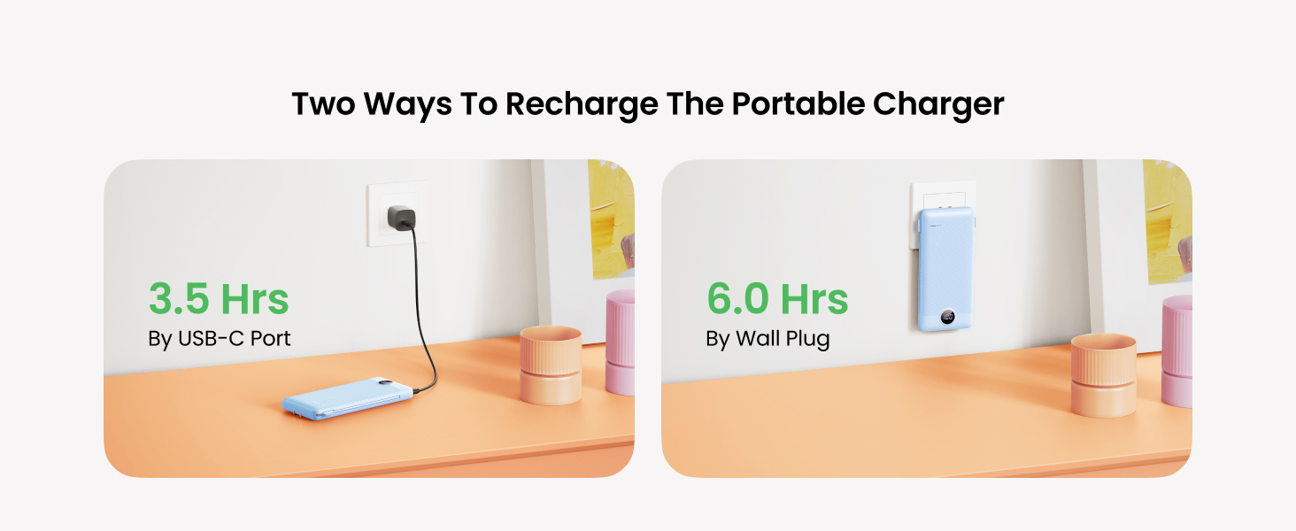 Two Ways to Recharge the Power Bank-Blue