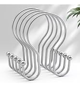 AmazerBath Shower Curtain Hooks, Shower Curtain Rings Chrome, Simple Double Hook Shower Curtain H...