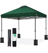 JEAREY 10x10 Pop Up Canopy Tent, Heavy Duty Outdoor Canopy with 1-Push Instant Setup, Commercial ...
