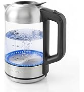 OVENTE 1.8L Glass Electric Kettle Water Boiler, Silver KG751S | 1500W Fast Boiling, Easy Fill Lid...