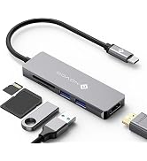 NOVOO USB C Hub 5 in 1 Dongle Aluminum with HDMI 4K Adapter, 2 USB 3.0 Ports, 1 SD Memory Port, 1...