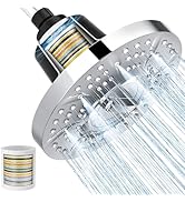 SR SUN RISE Filtered Shower Head with Filters, 20-Stage Shower Head Filter for Hard Water, Fixed ...