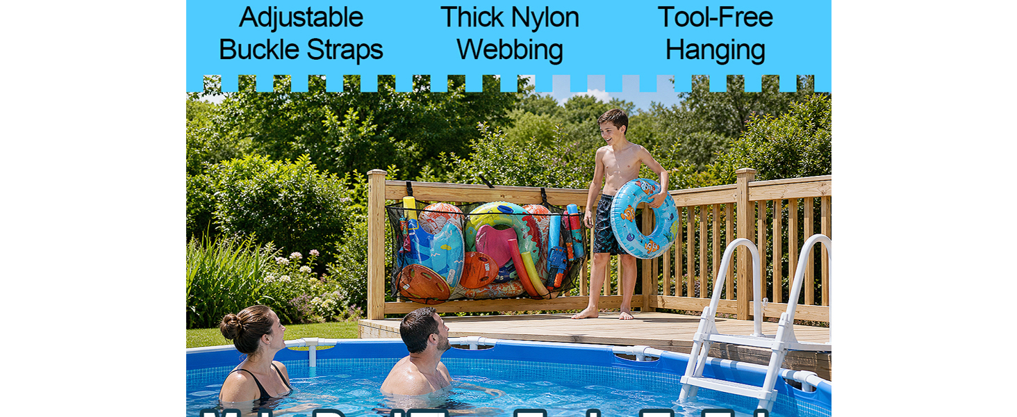 58x31.5x13in Large Hanging Pool Toy Storage Mesh Net