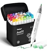 Ohuhu Alcohol Markers Brush and Fine Tip - 48-Color Alcohol-based Art Sketch Marker Set for Artis...