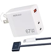 DERLULU 67W USB-C Charger for MacBook Air 13/15", GaN Fast Charging Adapter with Magnetic Cable 5...