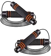 JBM 2 Pieces Jump Rope Weighted Adjustable Skipping Rope for Cardio Crossfit Boxing Fitness, Spee...