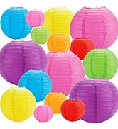 ZJHAI 16 Pcs Colorful Paper Lanterns, Multi-Color Chinese or Japanese Hanging Paper Lanterns Deco...