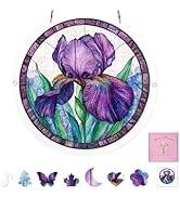 Acrylic Puzzle Suncatcher, 83 Pieces Purple Iris DIY Acrylic Sun Catcher Puzzle Kit for Doors Gar...