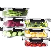 Hoenjuno 6 Pack Borosilicate Glass Food Storage Containers with Lids, 36 Oz Glass Bowls with Lids...