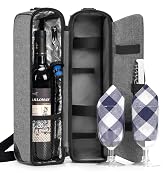 ALLCAMP Wine Tote Bag with Cooler Compartment,Picnic Set Carrying Two Sets of Tableware(Gray)