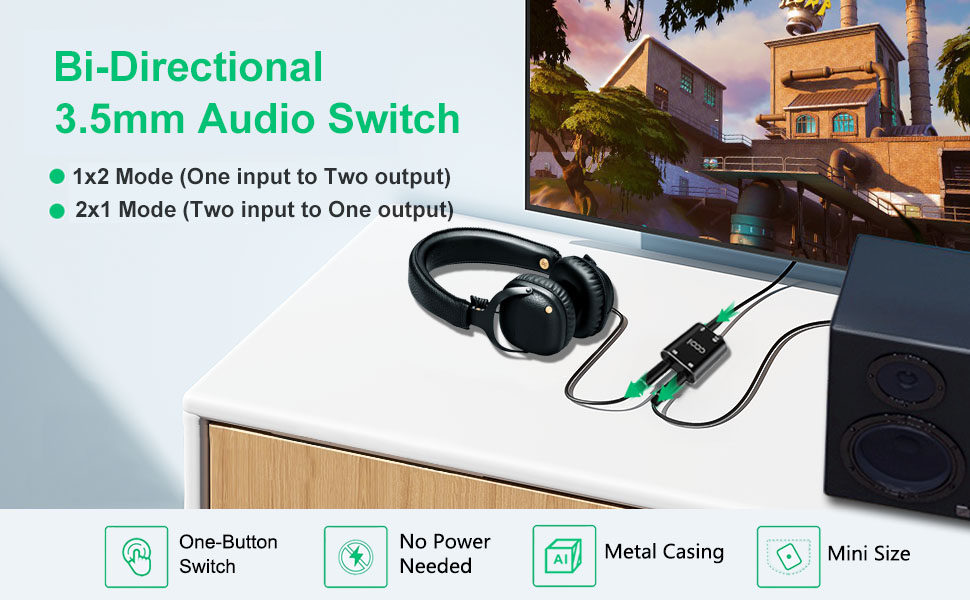 3.5mm audio interface bi-directional switcher