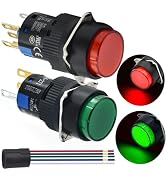 2Pcs Push Button Switch 16MM 0.63inch Round UL Certification with 24V DC LED Light 1NO 1NC SPDT 5...