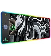 TARKARI 15W Magnetic Wireless Charging RGB Mouse Pad, 800x300mm Ink Splash | Qi Fast Charging LED...