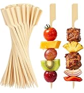 200 Bamboo Skewers for Appetizers, 6 IN Long Fancy Toothpicks for Appetizers Cocktail Picks, Flat...