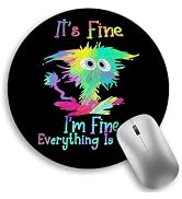 Color Cat Mouse Pad, Funny Small Round Mouse Pads for Desk, Mini Travel Mousepad for Work Wireles...