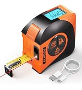 Laser Tape Measure 197Ft Rechargeable Laser Measurement & 16Ft Manual Measuring Digital Tape Meas...