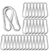 50 Pack Sliver Carabiner Clips, 2.36 Inch Heavy Duty Spring Snap Hooks - Small Locking Carabiners...
