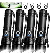 MIXILIN Rechargeable Flashlights High Lumens, 4 Pack 99,000 Lumens Super Bright Led Flashlight wi...