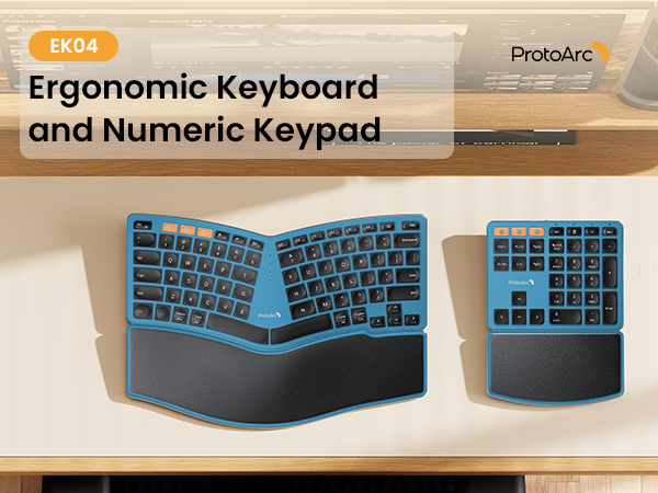 Ergonomic Keyboard with number pad - black blue A+ (2)