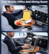 xuenair Wood Car Cup Holder Tray Table for iPad Laptop Food for Tesla Model 3 Y suv pickup truck