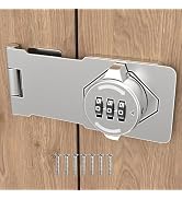 Keyless 3-Digit Combination Lock – Twist Knob Hasp Latch with Password – Glow-in-The-Dark Zinc Al...