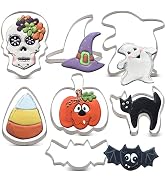 LILIAO Halloween Cookie Cutter Set - 7 Piece - Pumpkin, Skull, Bat, Ghost, Witch Hat, Candy Corn ...