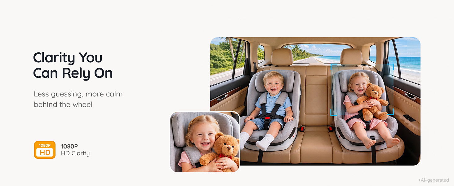 Dual Car Camera Baby Monitor for 2 Kids Baby Car Mirror Rear Facing