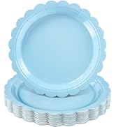 NatNarr 30 Pcs Light Blue Plates 9 Inch Disposable Scalloped Blue Plates Baby Blue Dessert Plate ...