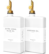 White Glass Olive Oil Dispenser Bottle for Kitchen by Brighter Barns - Avocado Oil Dispenser Set,...