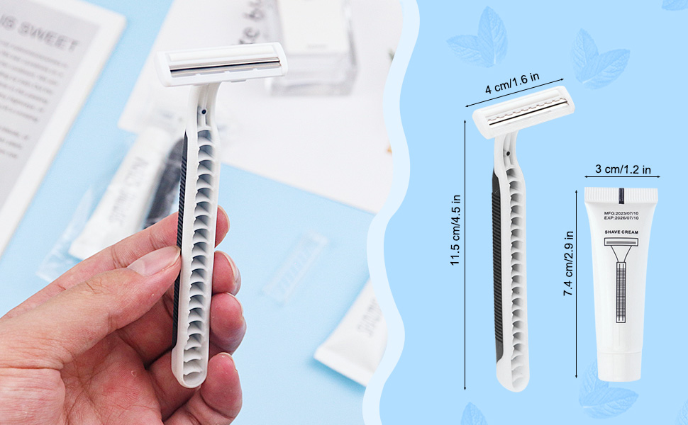 Twin Blade Bulk Disposable Razors with Clear Cap and 10g Shaving Cream