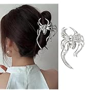 1Pcs Spider Shape Hair Claw Clips Halloween Funny Hair Clips Punk Style Metal Sliver Spider No Cr...