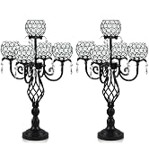 Kehail 5-Arm Crystal Candelabra Centerpiece 23.2" Tall - Elegant Candle Holder Stand with Crystal...
