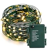 Battery Operated Starry Lights - 18FT 50 Micro LEDs, Warm White, Waterproof, Christmas Tree, Wrea...