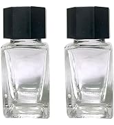 2 Pcs 20ml Clear Glass Jars Empty Refillable Ink Vials Containers with Black ABS Plastic Caps for...